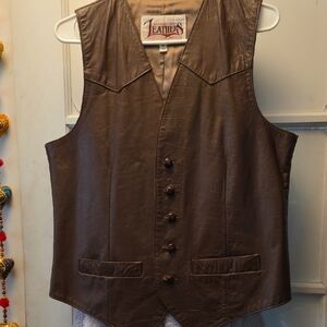 Brown Leather Vest by